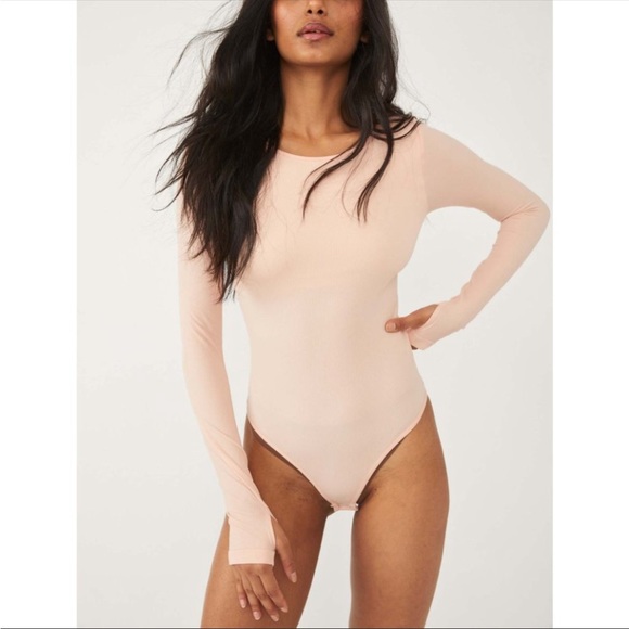 Free People Tops - Free people cream long sleeve body suit